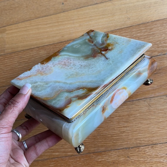Vintage Claw Foot and Agate Jewelry Box